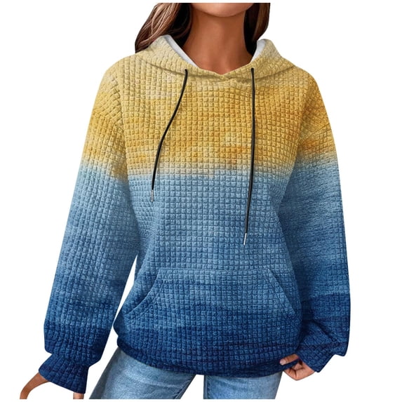 Enjoytime Womens Hoodies Gradient Long Sleeve Pullover Sweatshirt with Drawstring Lightweight Fashion Warm Fall Winter Plus Size Clothes