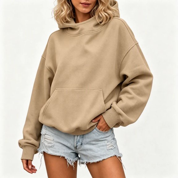 Enjoytime Womens Hoodies Long Sleeve Pullover Sweatshirt Solid Color Soft Casual Trendy Fall Winter Hoodie with Pocket