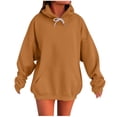 thumbnail image 1 of Enjoytime Womens Hoodies Solid Color Long Sleeve Pullover Tops Casual Loose Fall Winter Crewneck Sweatshirt Brown XXL, 1 of 5