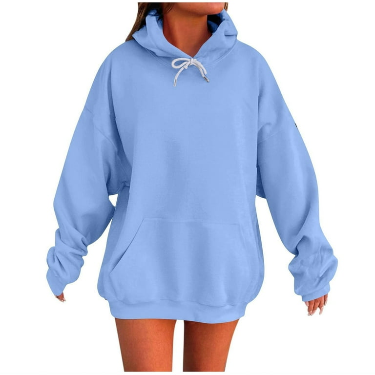 Enjoytime Womens Hoodies Solid Color Long Sleeve Pullover Tops