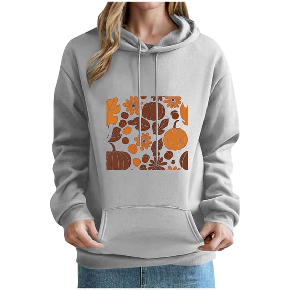 Enjoytime Womens Hoodies Thanksgiving Print Long Sleeve Pullover Sweatshirt Fall Winter Fashion Casual Hoodie with Pockets