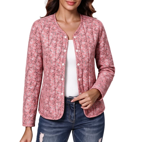 Enjoytime Womens Jacket Floral Button Down Long Sleeve Outerwear Lightweight Casual Comfy Fall Winter Coat 2026
