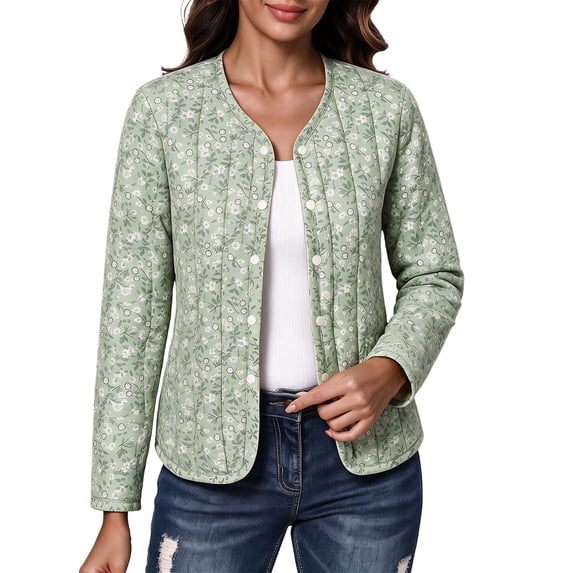 Enjoytime Womens Jacket Floral Button Down Long Sleeve Outerwear Lightweight Casual Comfy Fall Winter Coat 2026
