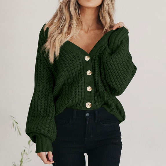 Enjoytime Womens Jacket Solid Color Long Sleeve Button Up Cardigan Winter Lightweight Casual Short Coats Plus Size Fall Fashion Outerwear Green S