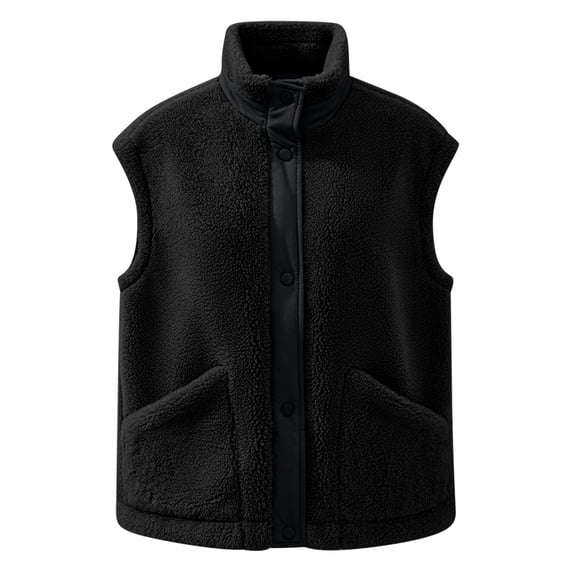 Enjoytime Womens Jackets Casual Solid Color Sleeveless Stand Collar Zip Up Coat Fall Fashion Outerwear Winter Warm Soft Waistcoat