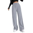 thumbnail image 1 of Enjoytime Womens Joggers Solid Color Elastic Waist Wide Leg Pants with Drawstring Workout Casual Loose Sweatpants Silver S, 1 of 7