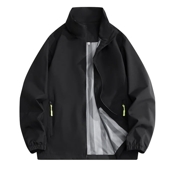 Enjoytime Womens Lightweight Rain Jacket Solid Color Long Sleeve Waterproof Windbreaker Travel Cycling Outdoor Hiking Plus Size Womens Raincoat Black L