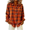 thumbnail image 1 of Enjoytime Womens Long Sleeve Tops Plaid Printed Corduroy Button Down Shirts Fall Fashion Casual Lightweight Jackets, 1 of 5