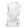 thumbnail image 1 of Enjoytime Womens Long Sleeve Tops Solid Color Crew Neck Loose Sweatshirt Trendy Fall Winter Warm Casual Blouses White L, 1 of 4