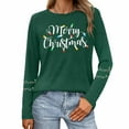 thumbnail image 1 of Enjoytime Ladies Tops and Blouses Merry Christmas Printing Round Neck Long Sleeve Shirts Fashion Casual Fall Winter Plus Size Womens Clothing Green XXL, 1 of 6
