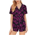 thumbnail image 1 of Enjoytime Womens Lounge Set Heart Print Turndown Short Sleeve Button Down Blouse Shorts 2 Piece Sleepwear Casual Lightweight Summer Pajamas, 1 of 8