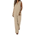 thumbnail image 1 of Enjoytime Womens Lounge Set V-Neck Sleeveless Tank Tops with Wide Leg Pants 2 Piece Outfits 2026 Spring Summer Casual Matching Sets, 1 of 8