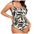 thumbnail image 1 of Enjoytime Womens One Piece Swimsuits Print Square Neck Tummy Control Bathing Suits Ruched Adjustable Straps Plus Size Swimsuit, 1 of 8
