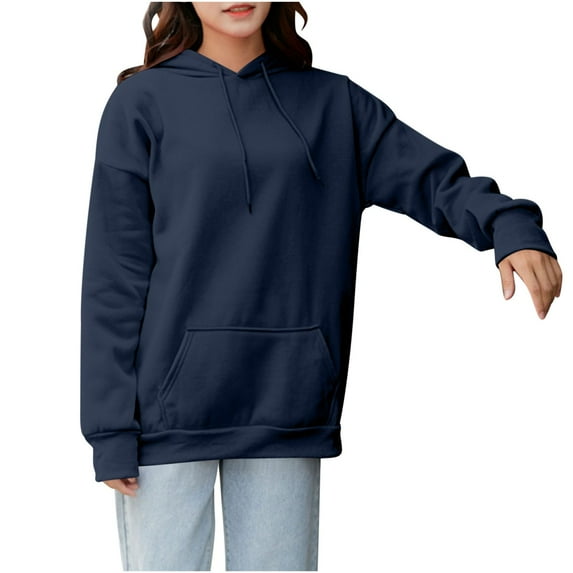 Enjoytime Womens Oversized Hoodie Solid Color Long Sleeve Crewneck Sweatshirts Fall Fashion 2025 Pullover Tops with Pocket