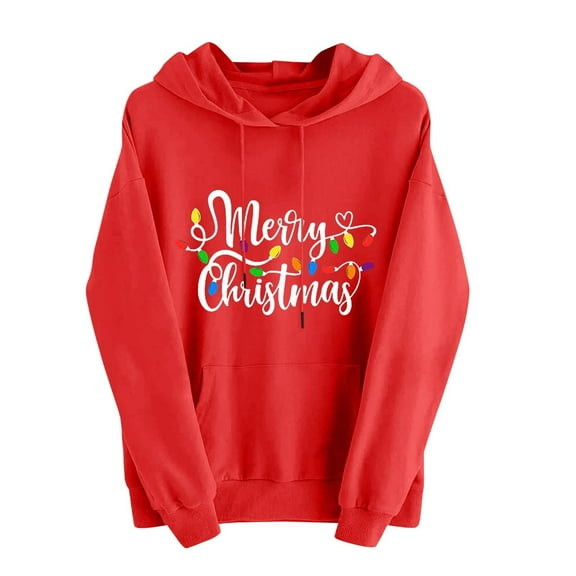 Enjoytime Womens Oversized Sweatshirt Merry Christmas Letter Printed Long Sleeve Pullover Tops Loose Casual Casual Fashion Hoodie Red XXXL