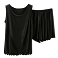 thumbnail image 1 of Enjoytime Womens Pajama Sets Solid Color Round Neck Sleeveless Tops and Shorts Thin Outfits Loose Casual 2 Piece Sleepwear Loungewear, 1 of 3