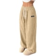 thumbnail image 1 of Enjoytime Womens Pants Corduroy Elastic Waist Wide Leg Pants Fashion Printing Casual Loose Trousers with Pockets Beige XXL, 1 of 7