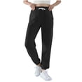 thumbnail image 1 of Enjoytime Womens Pants Solid Color Elastic Waist Drawstring Sweatpants with Pockets Casual Loose High Waisted Lounge Pants Black S, 1 of 7