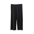 thumbnail image 1 of Enjoytime Womens Pants Solid Color Elastic Waist Wide Leg Cropped Pants Thin Loose Comfy Lounge Workout Sweatpants Black L, 1 of 4