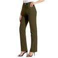 thumbnail image 1 of Enjoytime Womens Pants Solid Color Elastic Waist Work Straight Leg Dress Pants Business Casual Office Work Trousers Army Green XL, 1 of 8