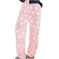 thumbnail image 1 of Enjoytime Womens Pants Star Printed Elastic Waist Wide Leg Trousers Fall Winter Warm Comfy Lounge Sleep Pants with Pockets Pink M, 1 of 7
