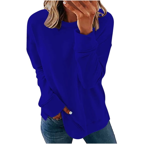 Enjoytime Womens Plus Size Sweatshirts Solid Crewneck Long Sleeve Shirt Pullover Sweatshirt Tops for Women 2025 Fall Winter Fashion Clothes