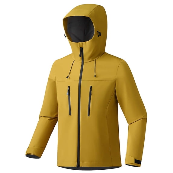 Enjoytime Womens Rain Jacket Solid Color Waterproof Windproof Full Zip Raincoats with Hood Active Outdoor Windbreaker Winter Plus Size Clothing
