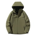 thumbnail image 1 of Enjoytime Womens Rain Jacket with Hood Solid Color Waterproof Zipper Raincoat Fall and Winter Outdoor Mountaineering Windbreaker, 1 of 5