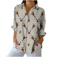 thumbnail image 1 of Enjoytime Womens Shirts Christmas Print Long Sleeve Button Down Blouses Casual Collared Fall Fashion Plus Size Womens Tops, 1 of 6