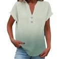 thumbnail image 1 of Enjoytime Womens Shirts Gradient V-Neck Short Sleeve Button Down Blouses Business Casual Dressy Work Plus Size Tops Khaki XXL, 1 of 6