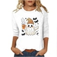 thumbnail image 1 of Enjoytime Womens Shirts Halloween Ghost Graphic Crew Neck 3/4 Sleeve Tshirt Fall Party Cute Plus Size Tops, 1 of 6