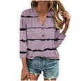 thumbnail image 1 of Enjoytime Womens Shirts Lightweight 3/4 Sleeve Tunic Blouses V Neck Button Stripe Printed Fashion Blouses Tops for Women Trendy, 1 of 5