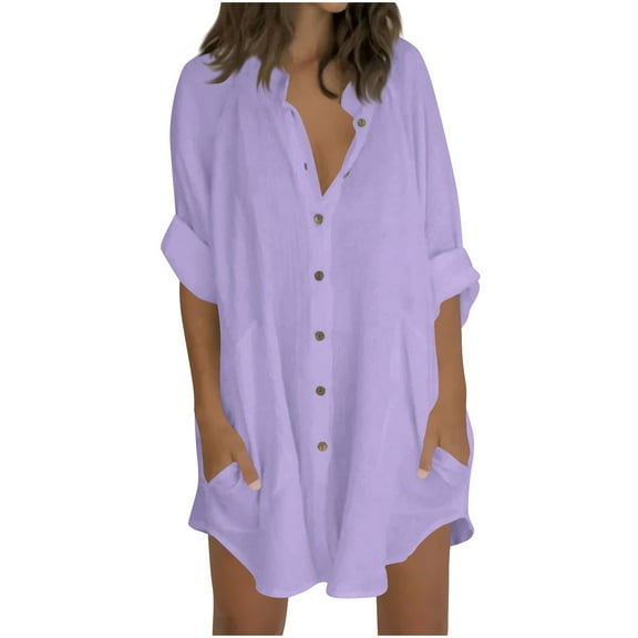 Enjoytime Womens Shirts Long Sleeve Fashion Casual Tops 2025 Button Down Blouses Dressy Casual Tops Business Work with Pocket