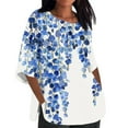thumbnail image 1 of Enjoytime Womens Shirts Plus Size Round Neck 3/4 Sleeve Shirt Tops Comfy Loose Floral Print Blouses Tops for Women Trendy, 1 of 5