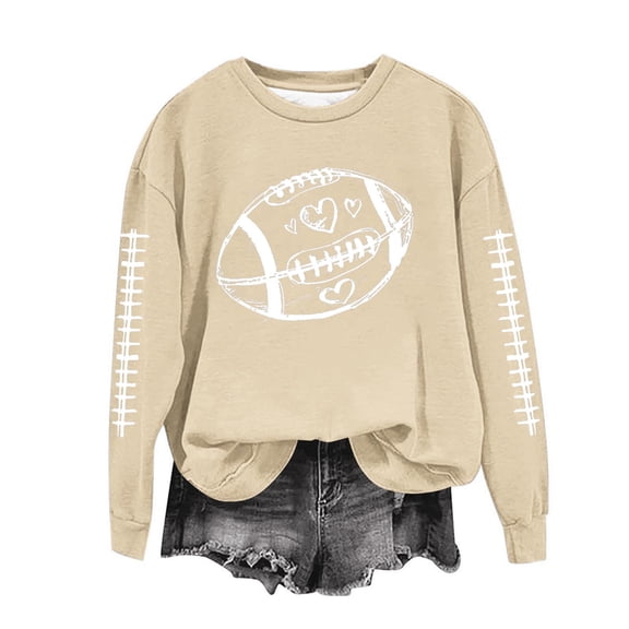 Enjoytime Womens Shirts Winter Printing Round Neck Long Sleeve Blouses Fashion Casual Loose Pullover Tops Beige XXL