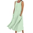 thumbnail image 1 of Enjoytime Womens Solid 2025 Summer Beach Dress Flowy Long Maxi Sundresses With Pockets Loose Sleeveless Dress For Women Birthday Dresses Outfits For Women 2025, 1 of 5