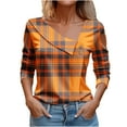 thumbnail image 1 of Enjoytime Womens Summer Blouses Plaid Print Long Sleeve Summer Blouse Irregular V Neck Button Down Work Shirt Womens Casual Tops, 1 of 3