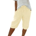 thumbnail image 1 of Enjoytime Womens Summer Shorts Casual Striped Drawstring Elastic Waist Knee Length Plus Size Shorts with Pockets, 1 of 8