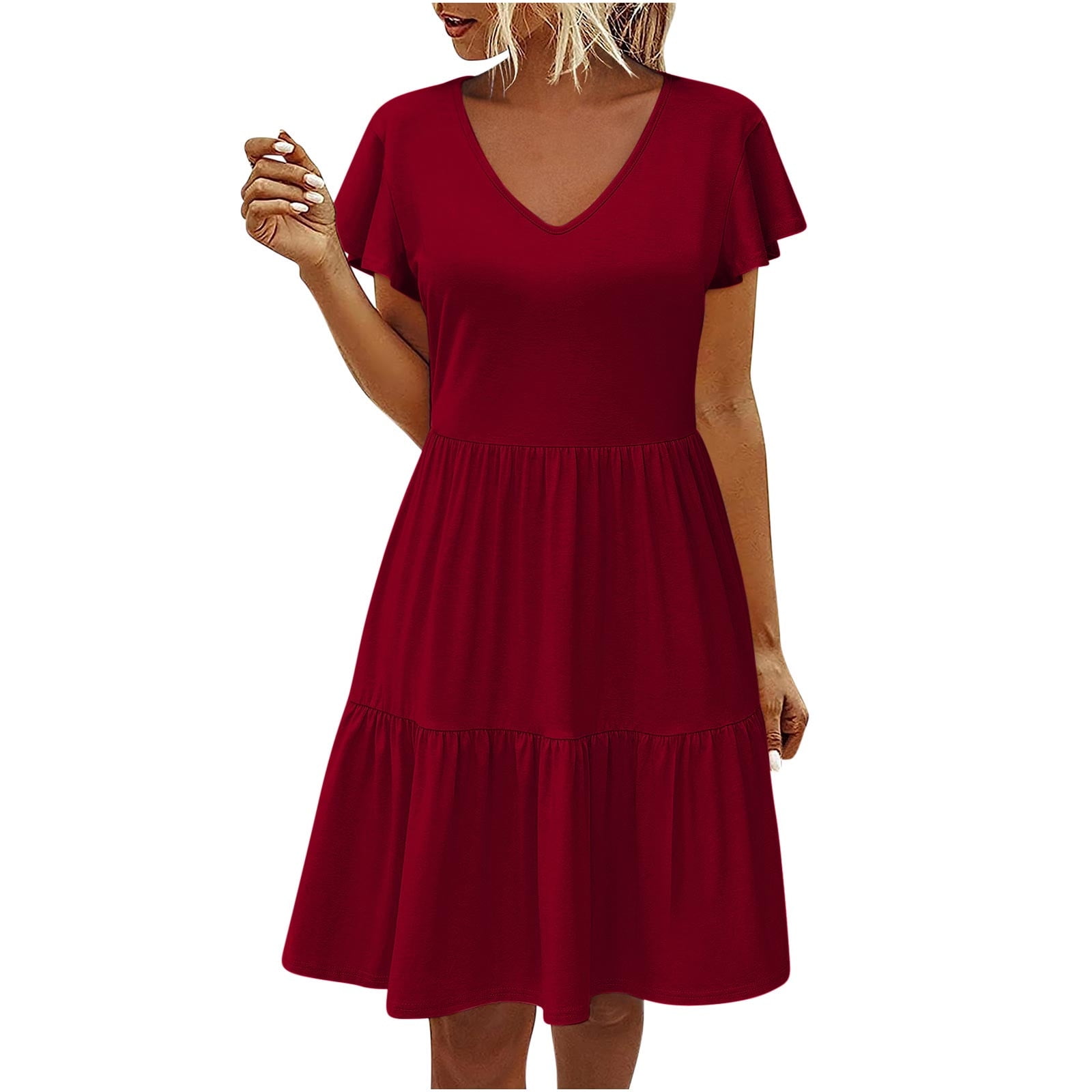 Modely Women's Short Sleeve Printed Simple Casual Dress