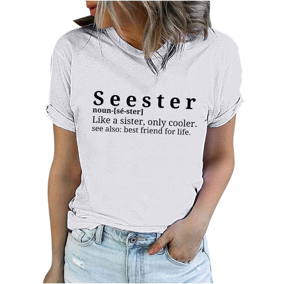Enjoytime Womens Summer T Shirt Tops Funny Letter Printed Casual Fashion Top Short Sleeve Crewneck Sportwear Workwear Workout Women Plus Size T Shirt