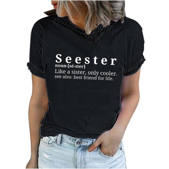 Enjoytime Womens Summer T Shirt Tops Funny Letter Printed Casual Fashion Top Short Sleeve Crewneck Sportwear Workwear Workout Women Plus Size T Shirt