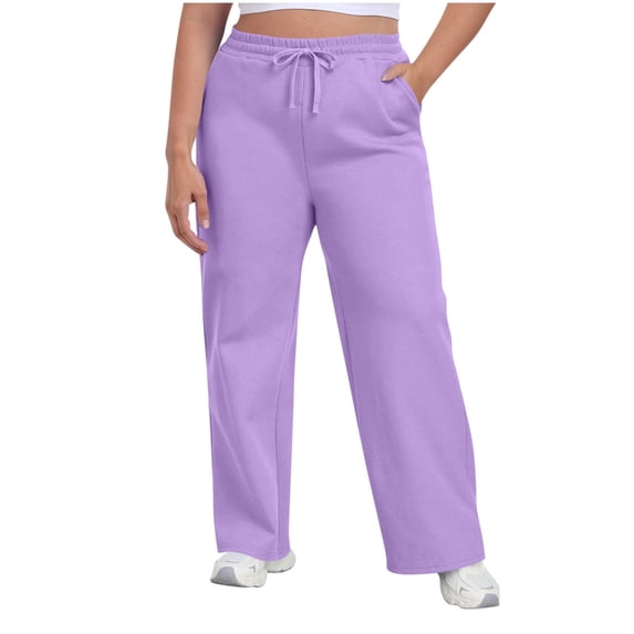 Enjoytime Womens Sweatpants Solid Color Elastic Waist Drawstring Comfy Trousers Casual Lightweight Workout Plus Size Pants Purple XXXXL