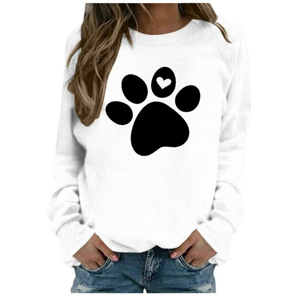 Enjoytime Womens Sweatshirt 2025 Casual Printed Lightweight Crew Neck Shirts Fall Loose Pullover Tops