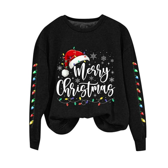 Enjoytime Womens Sweatshirt Christmas Printed Crewneck Pullover Sweatshirts Casual Lightweight Long Sleeve Tops 2025 Fall Winter Fashion Clothes