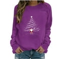 thumbnail image 1 of Enjoytime Womens Sweatshirt Christmas Tree Graphic Crewneck Long Sleeve Tops Casual Loose Pullover Sweatshirts Fall Winter Fashion Clothing Purple XL, 1 of 4