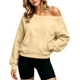 thumbnail image 1 of Enjoytime Womens Sweatshirt Long Sleeve Casual Pullover Tops Fall Fashion Soft Off Shoulder Sweatshirts with Straps, 1 of 6