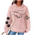 thumbnail image 1 of Enjoytime Womens Sweatshirt Plus Size Cute Printed Long Sleeve Drawstring Waffles Pullover Tops Loose Sweatshirt with Pocket Hoodies for Women, 1 of 4