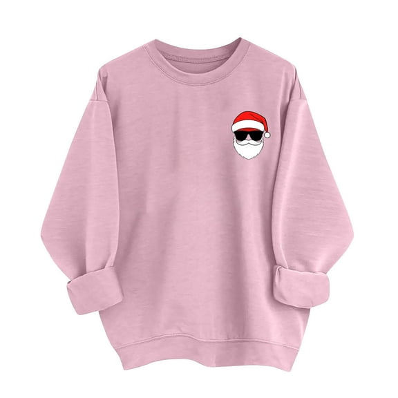 Enjoytime Womens Sweatshirts Cute Printed Crewneck Long Sleeve Pullover Tops Christmas Vacation Casual Sweatshirt Pink XXL