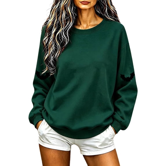 Enjoytime Womens Sweatshirts Halloween Print Long Sleeve Crew Neck Sweatshirts Fall Casual Funny Pullover Top
