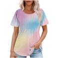 thumbnail image 1 of Enjoytime Womens T Shirt Color Block Short Sleeve Crew Neck Tees Top Loose Comfy Tops For Women Trendy, 1 of 7
